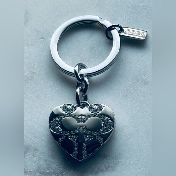 Coach Silver Heart Locket Keyring - Picture 7 of 11